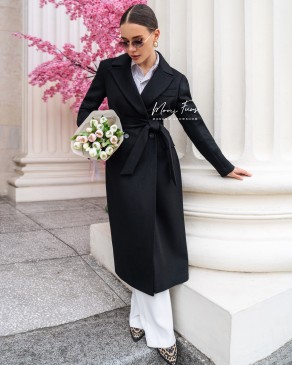 Пальто женское демисезонное черное 125 см.