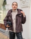Куртка женская демисезонная с капюшоном коричневая 65 см.