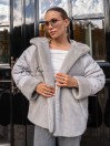 Шуба-куртка из меха премиум-класса с нейлоновыми вставками цвета Ice Grey