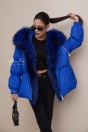 Пуховик жилетка синяя 2в1 с меховым капюшоном 70 см. Пуховик жилетка синяя 2в1 с меховым капюшоном 70 см.