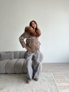 Пуховик кофейный с мехом лисы с капюшоном 70 см. ХМ Пуховик кофейный с мехом лисы с капюшоном 70 см. ХМ