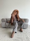 Пуховик кофейный с мехом лисы с капюшоном 70 см. ХМ