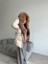 Пуховик светло-бежевый с мехом лисы с капюшоном 70 см. ХМ