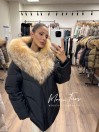Пуховик чёрный с мехом лисы с капюшоном 70 см. XM