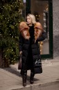 Женский пуховик черный с мехом лисы и капюшоном 120 см XM