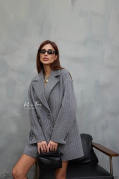 Укороченное пальто-пиджак "серая полоска" 80 см.