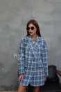 Пальто-пиджак укороченное "голубая клетка" 80 см.