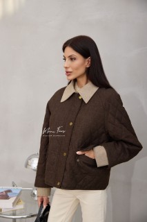 Куртка женская стеганная коричневая 58 см.