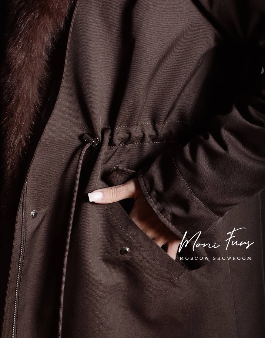 Женская коричневая парка 90 см