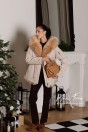 Парка бежевая с мехом лисы 70 см.ХМ