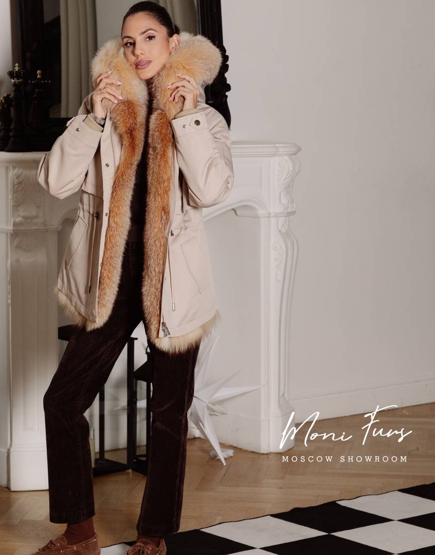 Женская бежeвая парка 70 см