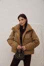 Куртка женская стеганная кэмел 60 см.