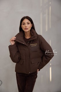 Куртка женская стеганная коричневая 60 см.