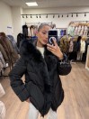 Женский чёрный пуховик с мехом песца и капюшоном 70 см