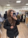 Женский черный пуховик с мехом песца под соболь и капюшоном 75 см
