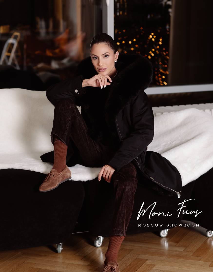 Парка черная с мехом черного песца 90 см