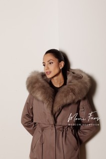 Парка мокко с мехом песца тор тор 70 см.