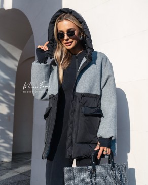 Куртка серая с капюшоном 80 см.